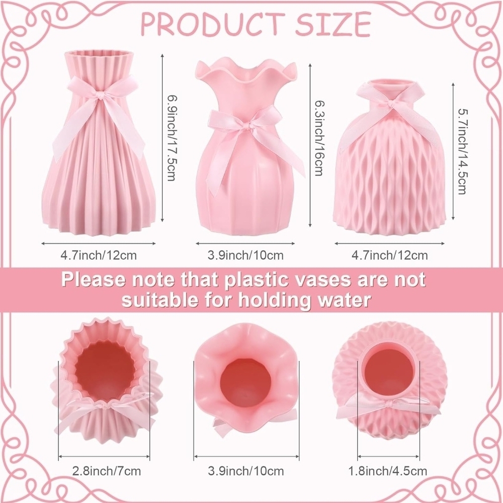 3 Pack Coquette Pink Bow Vase - Picture 2 of 5